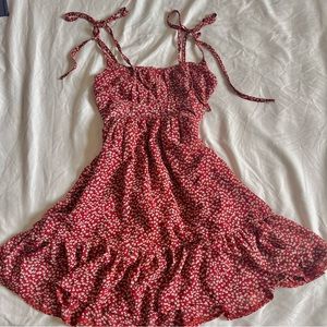 Princess polly red ruffled milkmaid mini dress